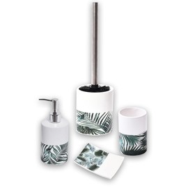 Bathroom Accessory Set 4-Pieces Tropical Bamboo Leaves