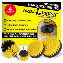 Nylon Drill Brush Attachment Set for Bathroom Cleaning - Power Scrubber Brush Kit for Bathtub, Shower, Tile, and Grout - All-Purpose Household Cleaning Brushes for Drill - Electric Grout Cleaner Kit