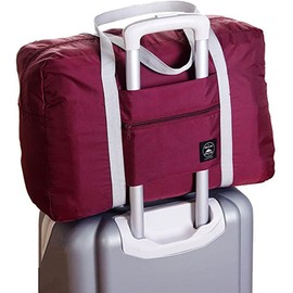 Travel Duffle Bag Tote Carry on Bag Nylon Lightweight Foldable Travel Bag Water Resistant Sports Gym Duffle Weekender Overnight Bag, Red+Pe Bag, Simplicity