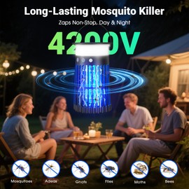 Insektenvernichter Elektrisch, Solar Mückenlampe akku 4000mAh mit RGB Licht für Outdoor draußen, 4200V Mückenabwehr Elektrische Fliegenfalle Gegen Mücken für Camping, Garten, Schlafzimmer, Terrasse