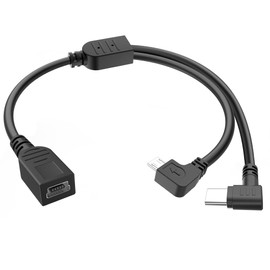 Mini Female USB to Micro/Type C Male USB Split Adapter Cable,USB Charging Cable,Compatible for Garmin Nuvi GPS, dash cam, rearview mirror cam, backup camera etc(Mini Male USB to Micro/Type C Male USB)