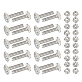 PATIKIL M6 x 30 mm T-Slot Bolts, 1 Set Drop-in Bolt Hammer Head with Hexagon Flange Nuts T-Bolt Stud Sliding Screw for 30 Series Aluminum Extrusion Profile, Silver