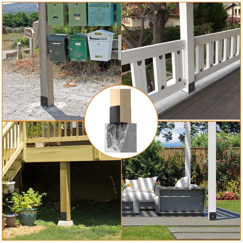 FMhotu 4x4 Concrete Post Base(2 PCS), Deck Post Base Holder