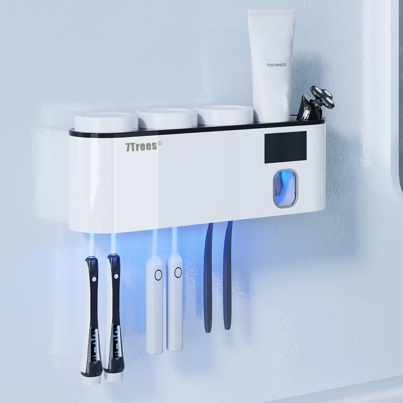 Toothbrush Cleaning Holder, Self Adhesive Toothbrush Holder with 3 Cups,