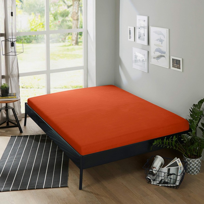 Erwin Müller Fitted sheet, "Erding" terry terracotta size 90x190 cm