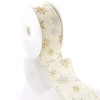 2 1/2" Wired Ribbon Gold/Silver Glitter Snowflakes Cream - 10yds