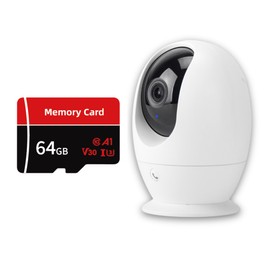 HESTIA Indoor Pan/Tilt Auto Tracking Camera with 64gb MicroSD Card, One-Touch Calling Night Colour Pet Watch Motion Tracking Camera