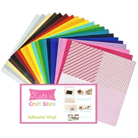 Kate's Craft Store. Top 24 Colors of Adhesive Craft Vinyl. 12"x12" Sheets. Converted from Oracal 651. Compatible with Silhouette, Cricut Cutters