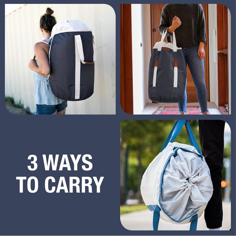 CleverMade Laundry Backpack Duffel Bag with Shoulder Straps - 62L
