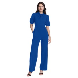 Donna Morgan Women's Sleek Style Jumpsuit Office Workwear Event Guest of, Twist Neck-Blue Sapphire