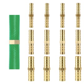Girihe 12 PCS Brass Barb Splice, 6mm 8mm 10mm Brass Hose Fittings Connector Coupler Water Pipe Line Hosestraight Barb Hose Fitting Air Gas Water Fuel