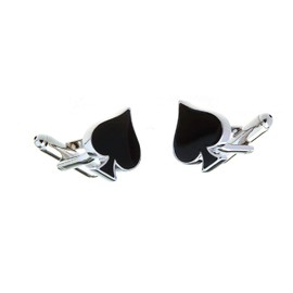 MRCUFF Spades Spade Playing Cards Poker Pair Cufflinks in a Presentation Gift Box & Polishing Cloth