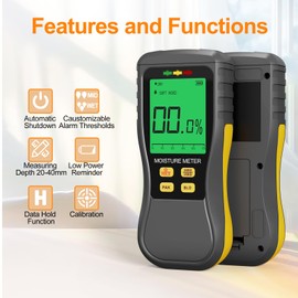 Kereinpo Pinless Moisture Meters, Accurate Digital Wood Moist Testing, Non-Destructive Moisture Detection in Drywall, Moisture Water Leak Detector for Lumber, Building, Humidity Tester