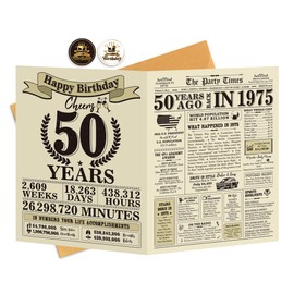 Funny 50th Birthday Card Gifts for Her Him, Cool Gifts for 50 Year Old Woman Men, Jumbo 50th Birthday Card for Wife Husband, Vintage Back in 1975 Card for Dad Mom Sister, 50th Birthday Decorations