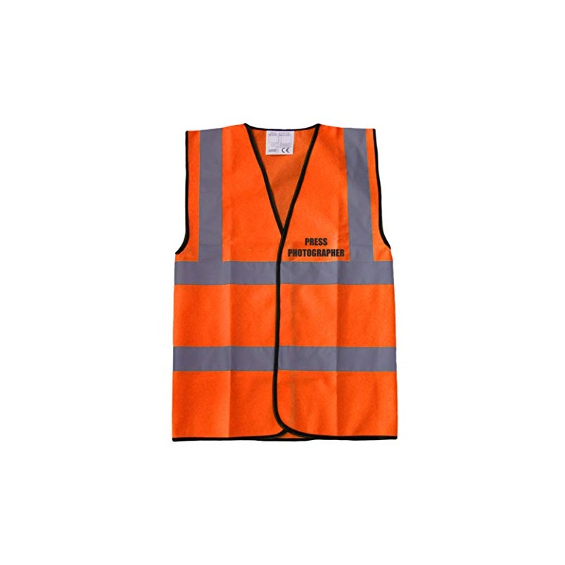Orange Hi Vis vest PRESS PHOTOGRAPHER Vest Waistcoat Safety Vest