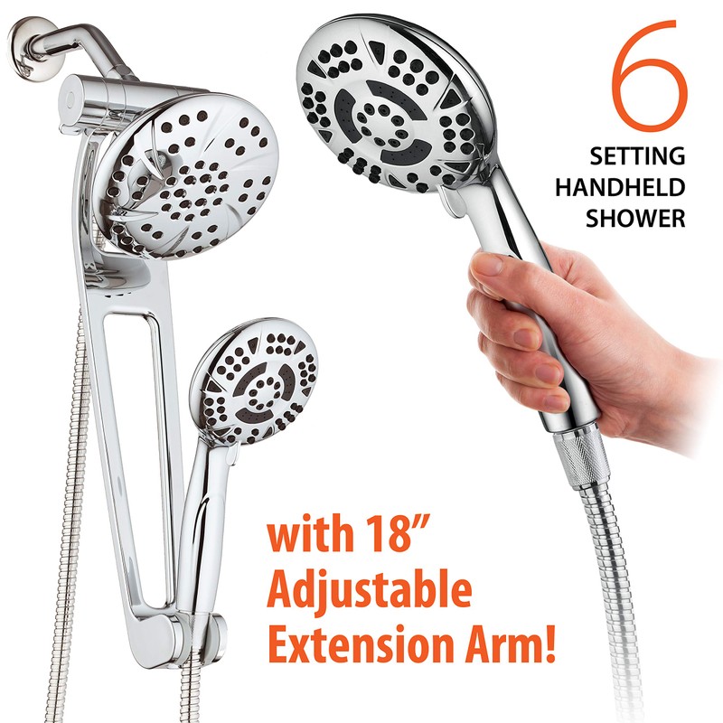 AQUABAR High-Pressure 3-way Shower Spa Combo with Adjustable 18" Extension