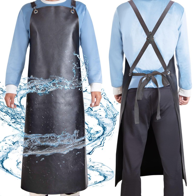 SHEOMERN Waterproof Rubber Apron, 48" XL Anti-Tear Heavy Duty Vinyl