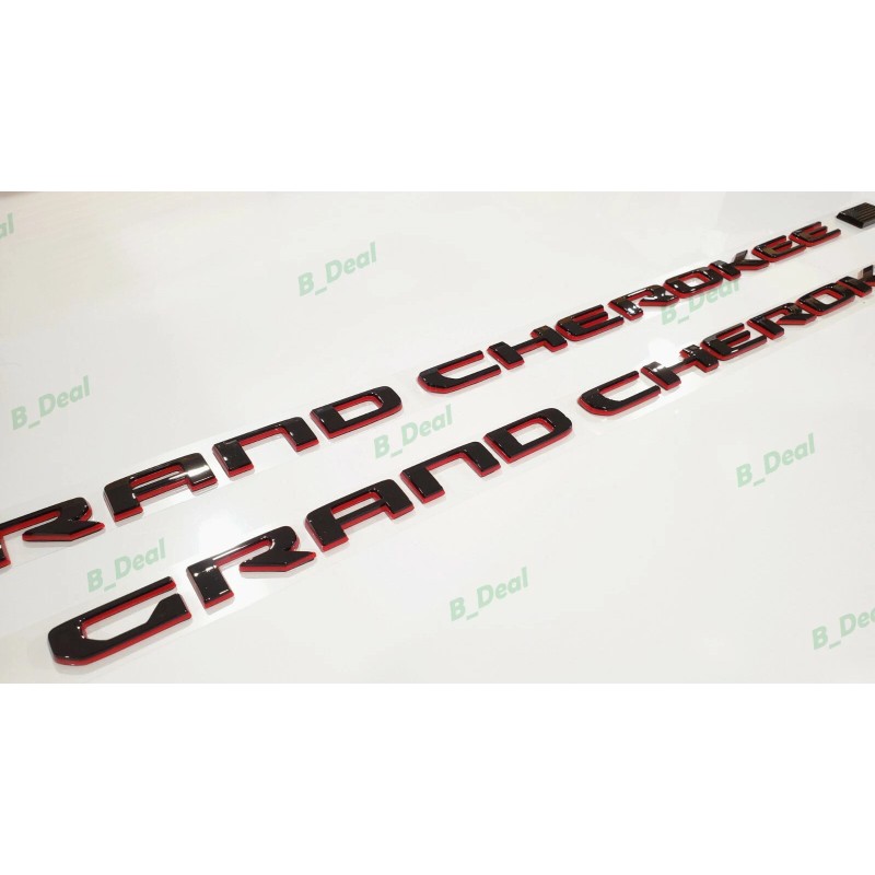 Grand Cherokee 2PCS Door Gloss Black Red Emblems Fit For