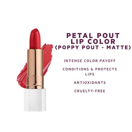 Flower Beauty Petal Pout Lipstick - Cruelty Free - Nourishing & Highly Pigmented Lip Color with Antioxidants (Poppy Pout - Matte)