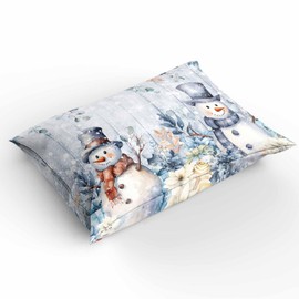 Christmas Duvet Cover Set California King Size Christmas Snowman Xmas Gifts Flowers Leaves Snowflakes Striped Comforter Cover Set Soft Bedding Set for Boys Girls Adults(1 Duvet Cover+2 Pillowcases)