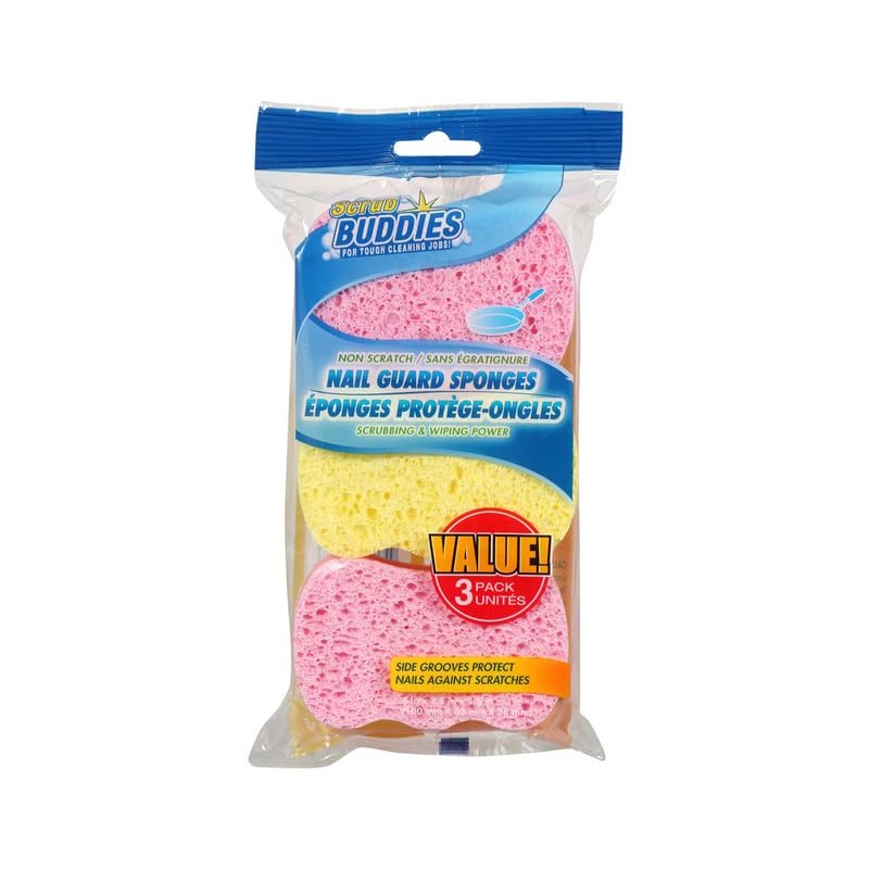 Nail Guard Dual Sided Dish Washing Sponges Assorted Colors (6