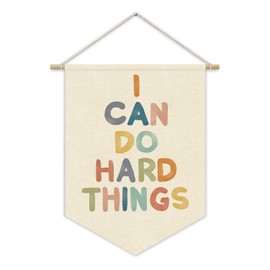 Positive Affirmations Wall Decor,Classroom Decor Canvas Banner,I Can Do Hard Things,Kids Affirmations Nursery Wall Art Canvas Hanging Pennant Flag Banner