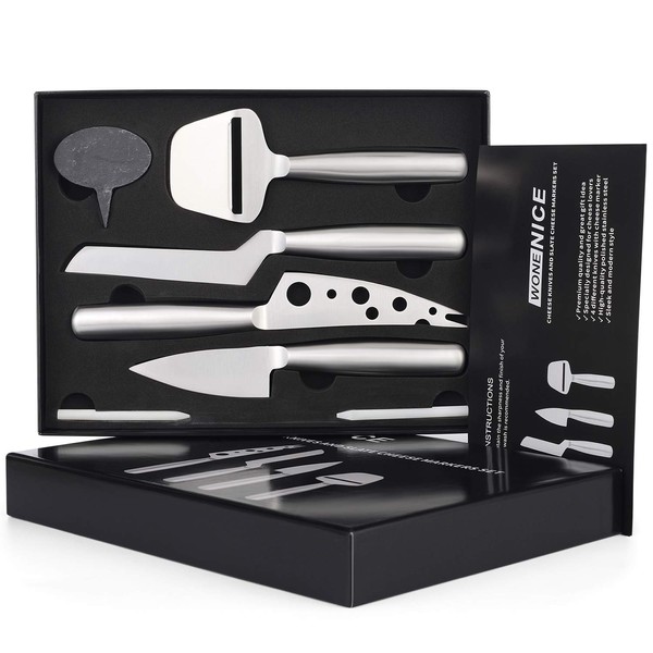 WoneNice Cheese Knives and Slate Markers Set - Collection Cheese