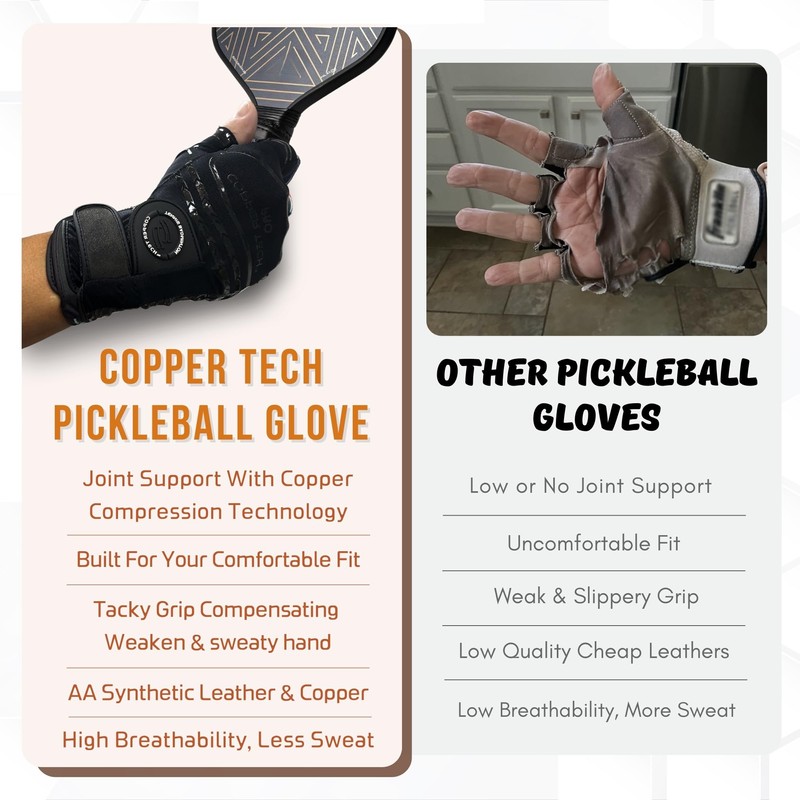 Copper Tech Pro Pickleball Gloves for Men & Women -