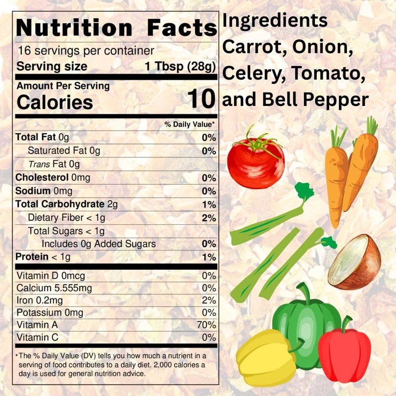 SavorSatch Dehydrated Mixed Dried Vegetable Flakes - 16oz Resealable Pouch