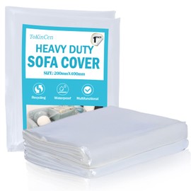 ToKinCen Furniture Dust Covers,Sofa Protector Bag Cover,Plastic Sofa Cover 1PCS,Transparent Sofa Dust Covers,Water Resistant,Large Heavy Duty Furniture Bed Couch Protector 200 x 400cm (1pc2M*4M)