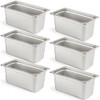 CURTA 6 Pack Anti-Jam Hotel Pans, 1/3 Size 6 Inch Deep, NSF Commercial 18/8 Stainless Steel Chafing Steam Table Pan, Catering Storage Metal Food Pan