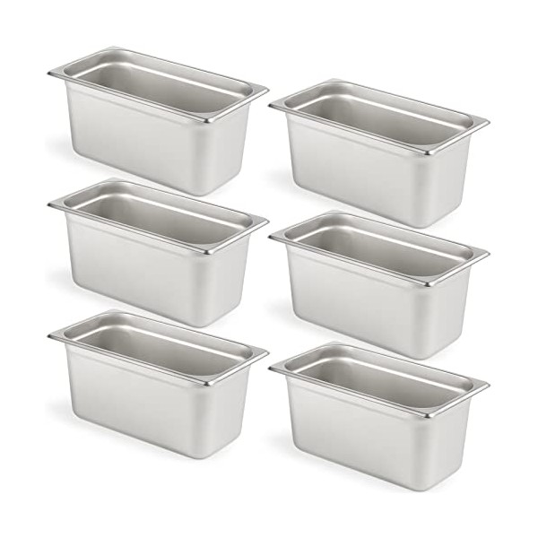 CURTA 6 Pack Anti-Jam Hotel Pans, 1/3 Size 6 Inch