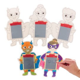 Baker Ross FX723 Star Hero Colour In Magic Slates - Pack of 12, Party Bag Fillers for Kids