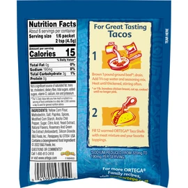 Ortega Seasoning Mix, 40% Less Sodium Taco, 1 Ounce (Pack of 12)