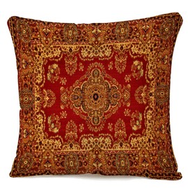 IBILIU Persian Carpet Throw Pillow Covers 18X18,Tribal Red Cotton Linen Cushion Cases Decorative Pillow Cases for Couch Sofa Bedroom