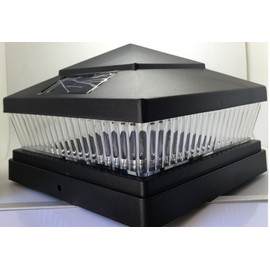 Affordable Store Set of 8 Garden Plastic Black 6 X 6 Outdoor 5 LED 78Lumens Solar Post Cap Light