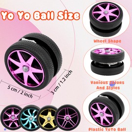 40 Pcs Wheel Yoyos Plastic Mini Yo-Yo Toys in Assorted Colors for Beginners Adults Teens Birthday Racing Party Favors Holiday Stocking Fillers Classroom Prizes