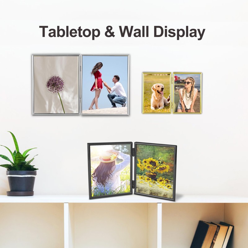 HIKWADERY 8x10 Picture Frame Double Hinged Folding, Elegant Thin Edge