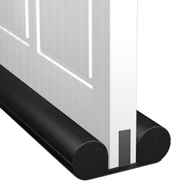 Large Under Door Draft Stopper 36" Twin Door Draft Blocker Reduce Cold Air,Light,Smoke,Odor & Noise,Black Door Gap Filler Soundproof Under Door Sweep for Bottom of Door Fit for Interior/Exterior Doors