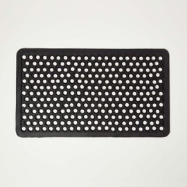 HOMESCAPES Set of 2 Black Rubber Doormats 75 x 45 cm Honeycomb Non-Slip Door Mats for Outside & Garden Use