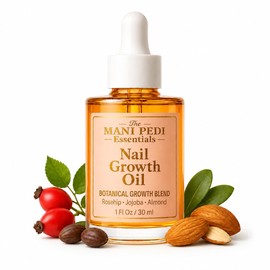 Aceite natural para el crecimiento de las uñas THE MANI PEDI ESSENTIALS. Potente mezcla de aceites de rosa mosqueta, jojoba y almendras. Promueve unas uñas más fuertes y san