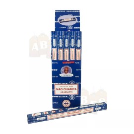 Satya Sai Baba Nag Champa Incense Sticks, Original Blue Box Hand Rolled, 10g Box