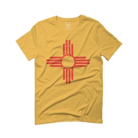 New Mexico Zia Sun Symbol Vintage State Flag for Men T Shirt (Gold X-Large)