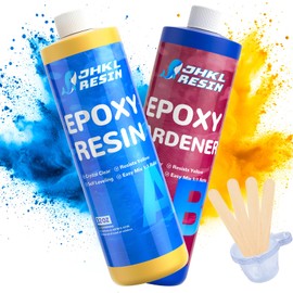 JHKL RESIN 64OZ Crystal Clear Epoxy Resin Kit, No Bubble & Not Yellowing Clear Epoxy for Casting & Coating, Table Top, Bar Top, DIY Jewelry Making, Art Crafts, Wood & Resin to Easy Mix 1:1