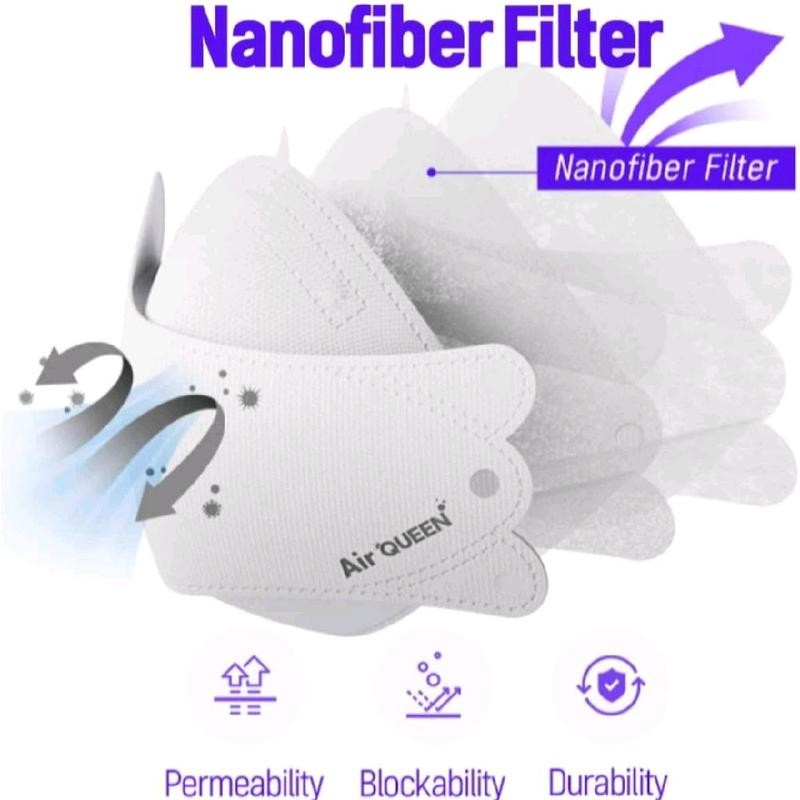 AIRQUEEN 3-Layer Nano-Filter Face Mask for Adults, 1 Pack White,
