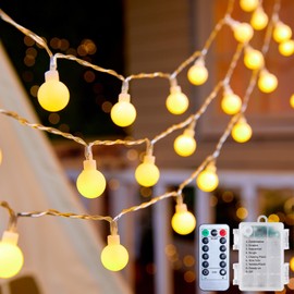 2 Pack Globe String Lights Battery Operated - 21 Feet 60 Led Fairy Lights, 8 Modes with Remote Mini Globe Lights for Indoor Outdoor Bedroom Party Wedding Garden Christmas Tree Decor, Warm White