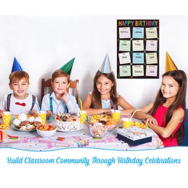 GMEMNOV Birthday Chart Poster for Classroom - Happy Birthday Poster Reusable Birthday Calendar Laminated Class Birthday Chart Bulletin Board Decorations Back to School Teacher Supplies