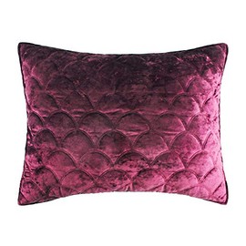 Levtex Home - Ellora King Sham - Plum - Crushed Velvet - Scallop Quilting - Sham Size 20 x 36 in. - Polyester Velvet