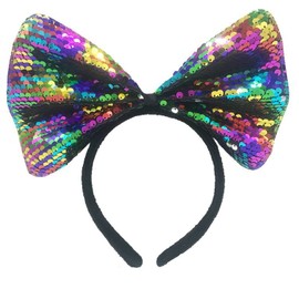 Faylay Party Decoration Headware Colorful Glitter Sequins Big Bow Headbands (4-Color)