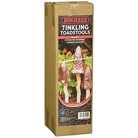 Bosmere W120 3-Pack Garden Ceramic Lawn Ornament, Weatherproof Indoor and Outdoor Toadstools, Copper Colors